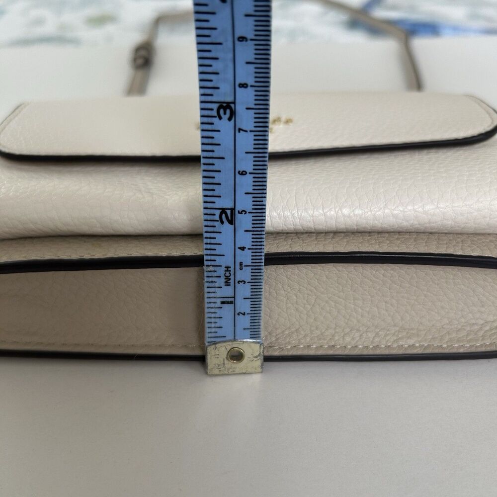 Kate Spade Leila Small Flap Crossbody Bag Light Sand Leather Purse - Picture 13 of 14